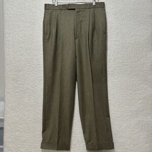 Atelier Torino Classic Light Green 90% New Wool 10% Cashmere Tapered Dress Pants